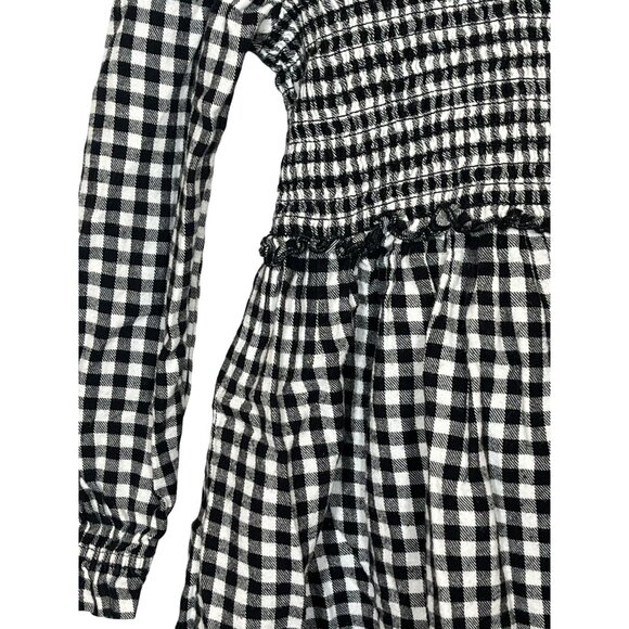 Wonder Nation Girls Black Gingham Plaid Long Sleeve Dress Size 5T - Picture 8 of 10